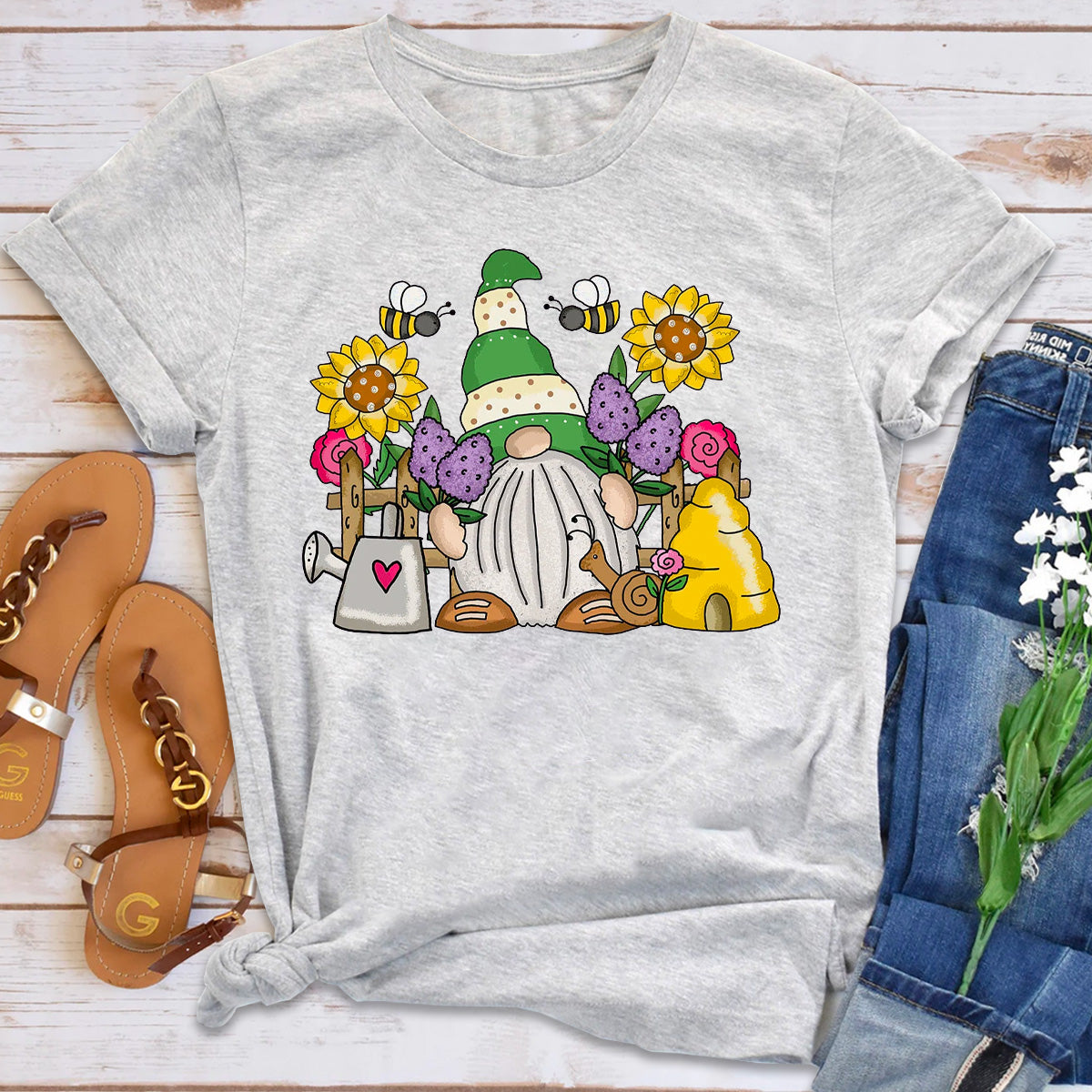 Cute Flower Garden Gnome T-Shirt