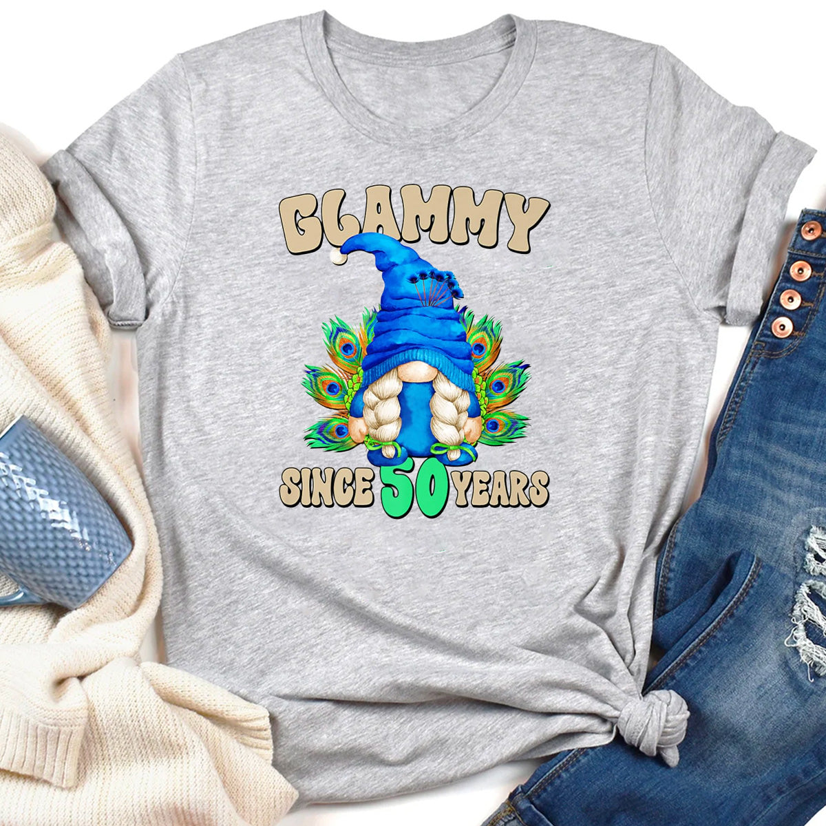 Women Glammy Peacock 50th Birthday T-Shirt