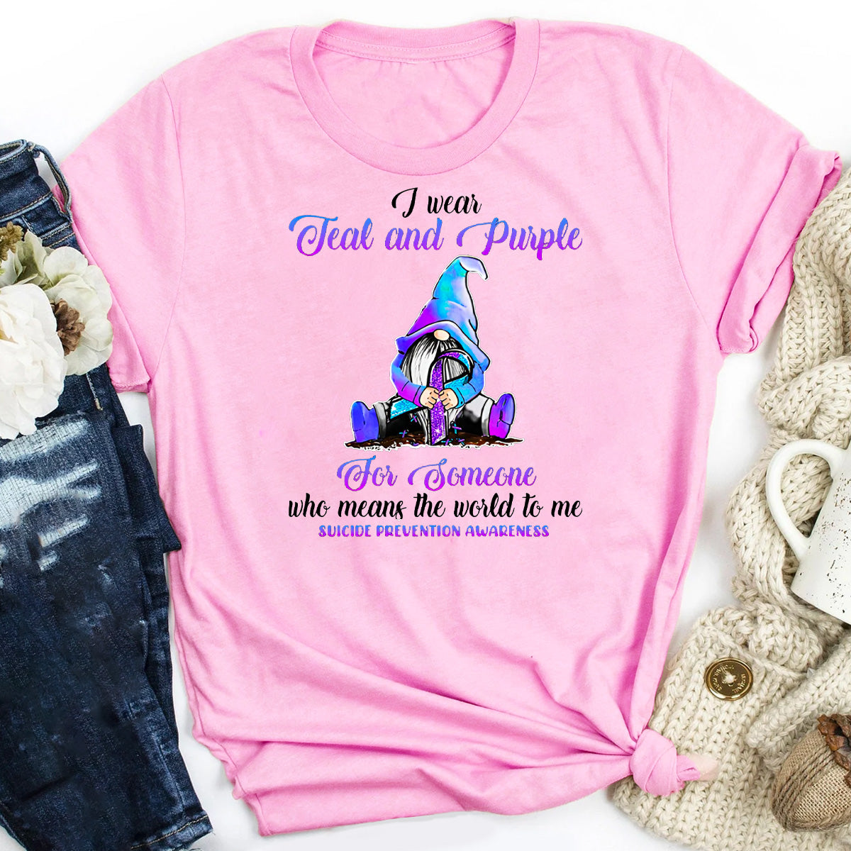 I Wear Teal Purple For Someone Who Means The World T-Shirt