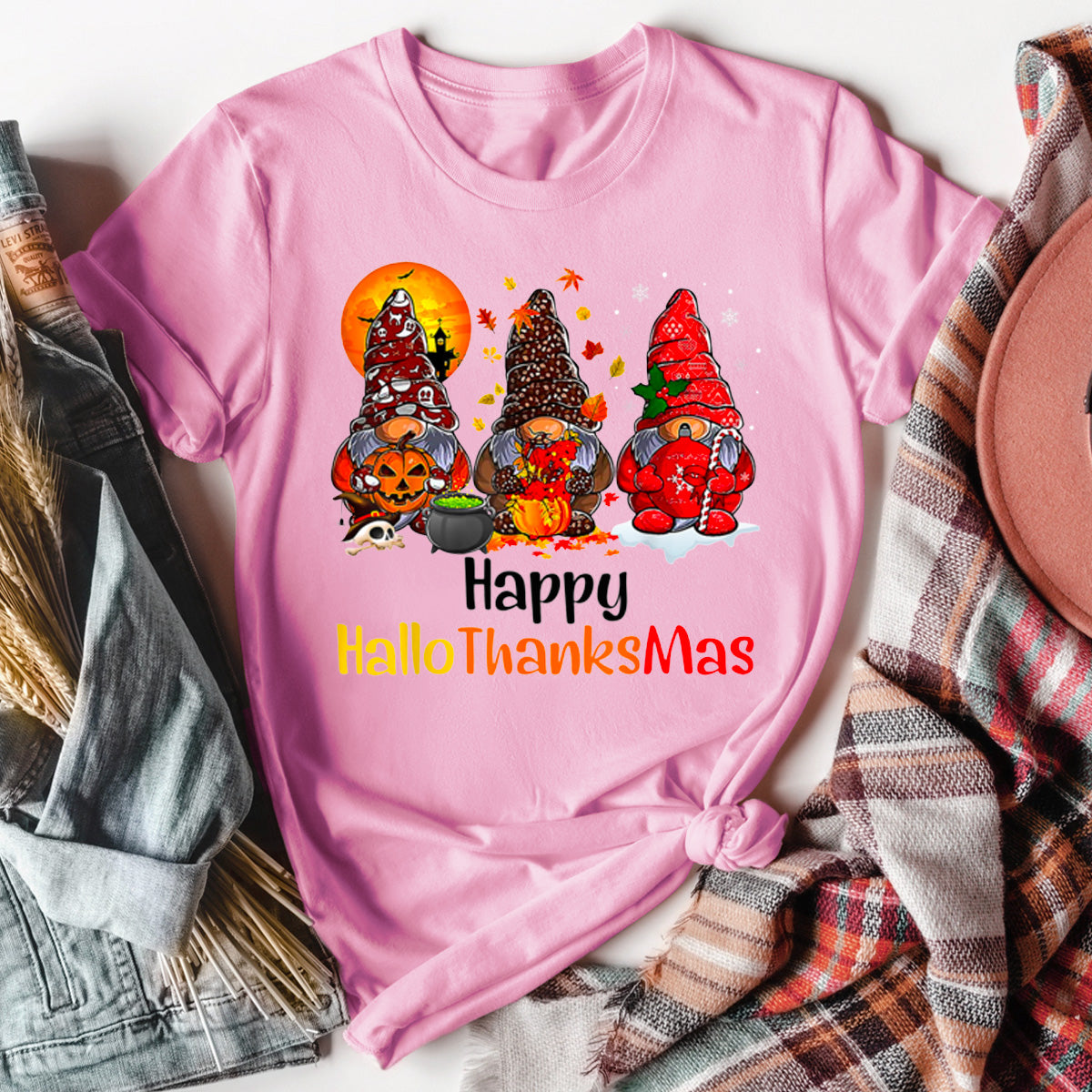 Happy HalloThanksMas Gnomes T-Shirt