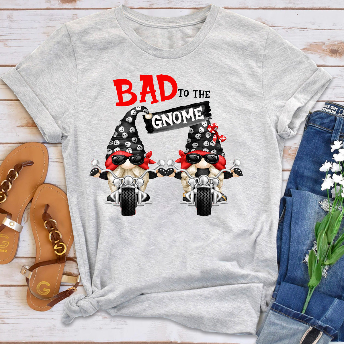 Bad To The Gnome Biker Gnome T-Shirt