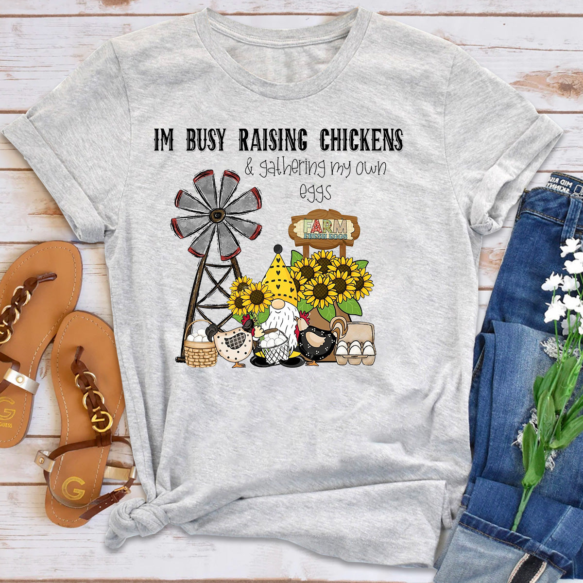 Chicken Lady Farm Gnome T-Shirt