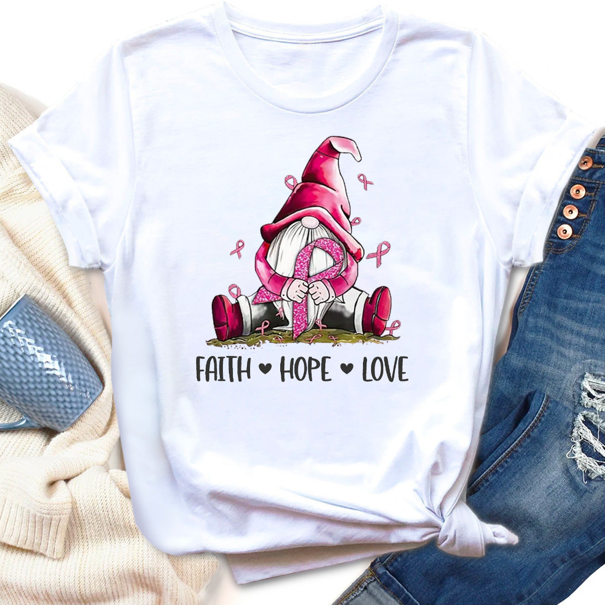 Breast Cancer Awareness Faith Hope Love T-Shirt