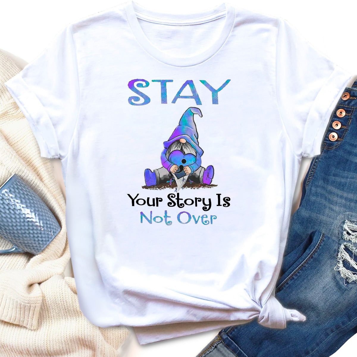 Stay Your Story Is Not Over Suicide Prevention Gnome T-Shirt