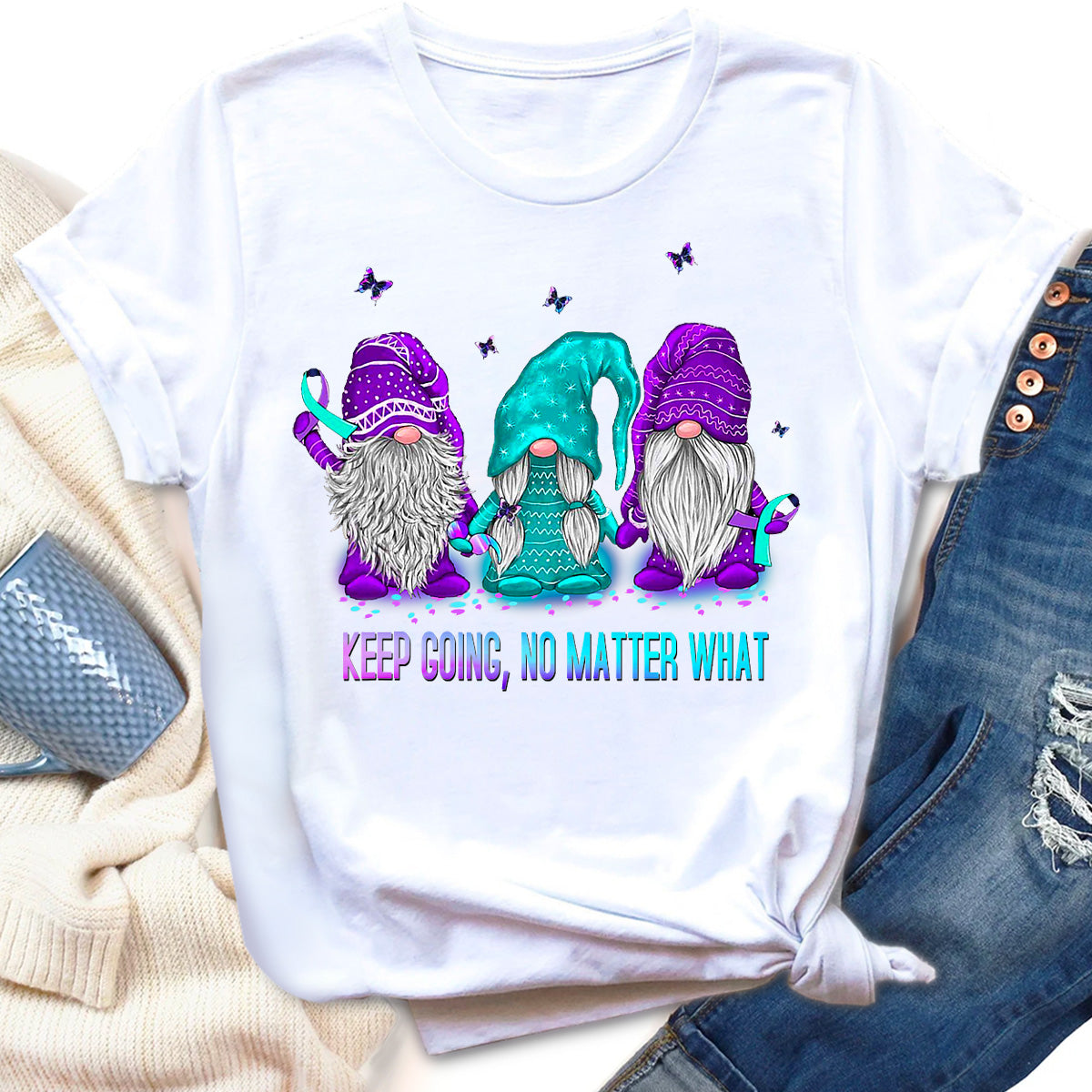 Keep Going No Matter What Gnome Suicide Prevention Awareness T-Shirt