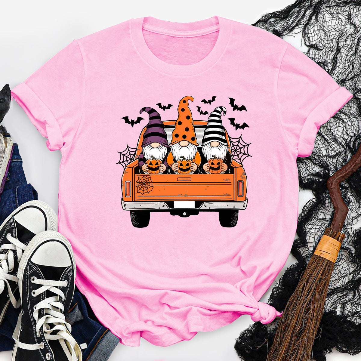 Halloween Vintage Truck Gnome T-Shirt