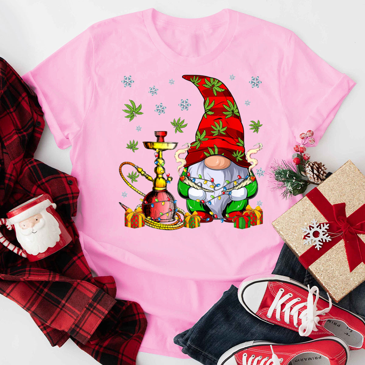 Merry Xmas Gnome Smoking Weed T-Shirt