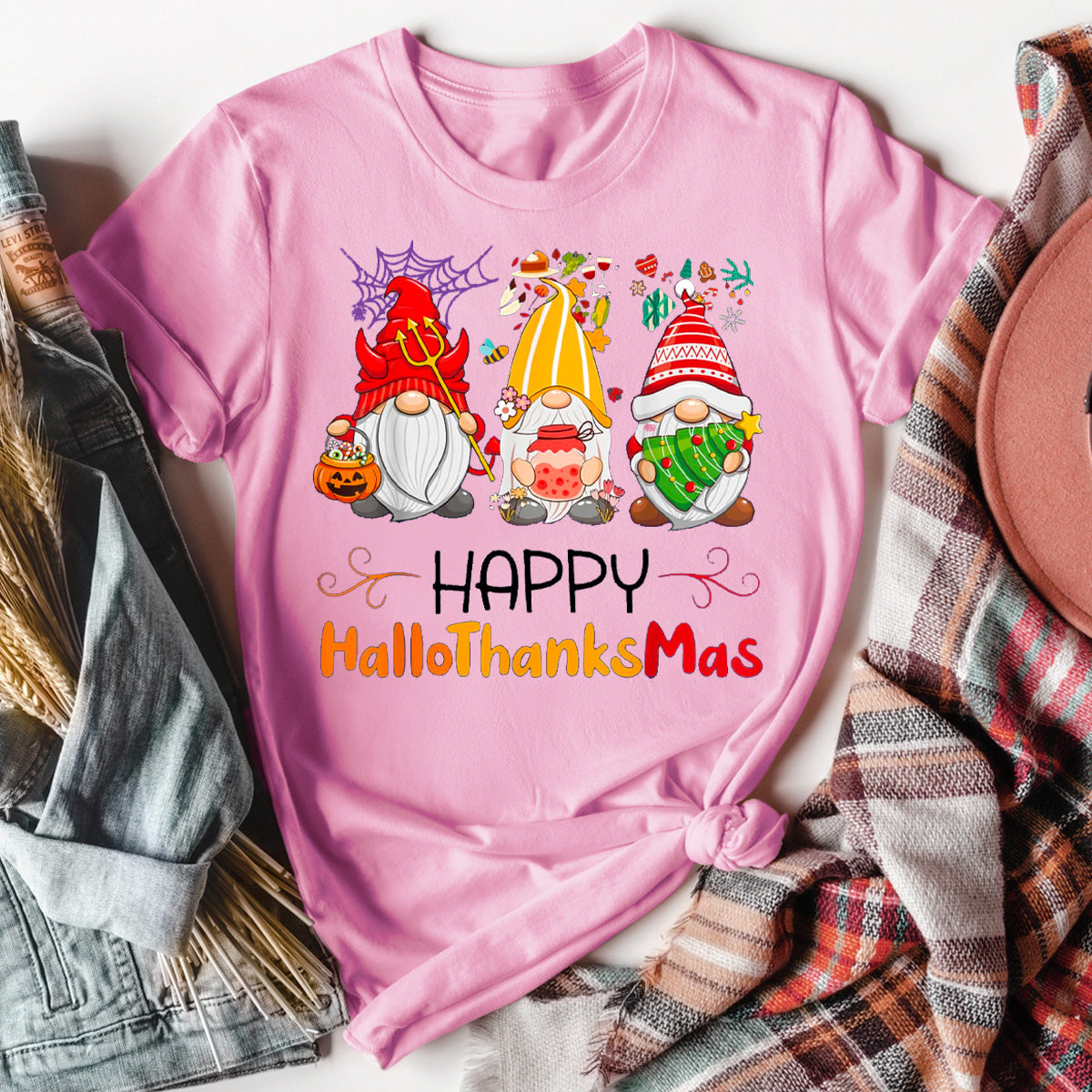 Happy HalloThanksMas Gnomes T-Shirt