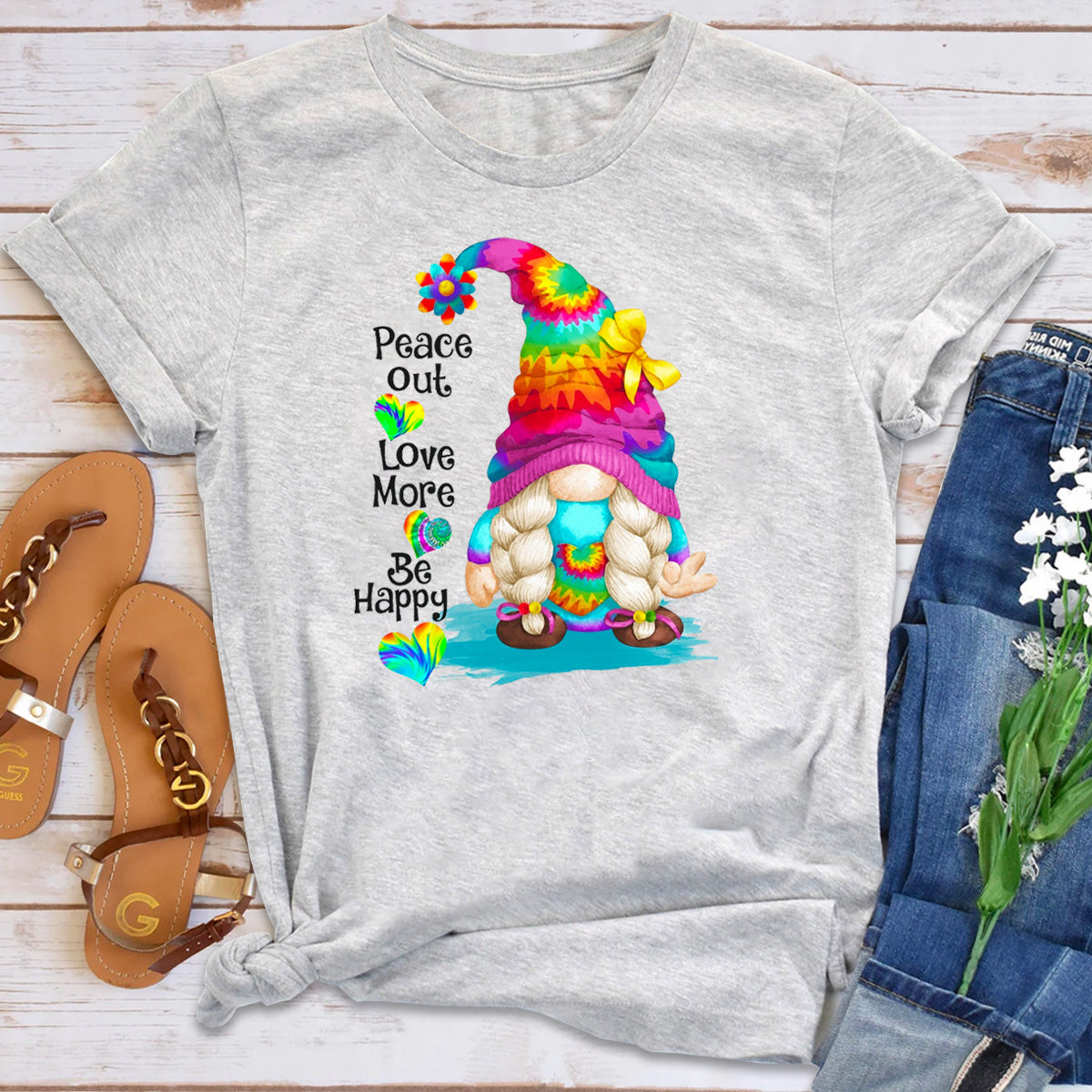 Peace Out Love More Be Happy Gnome T-Shirt