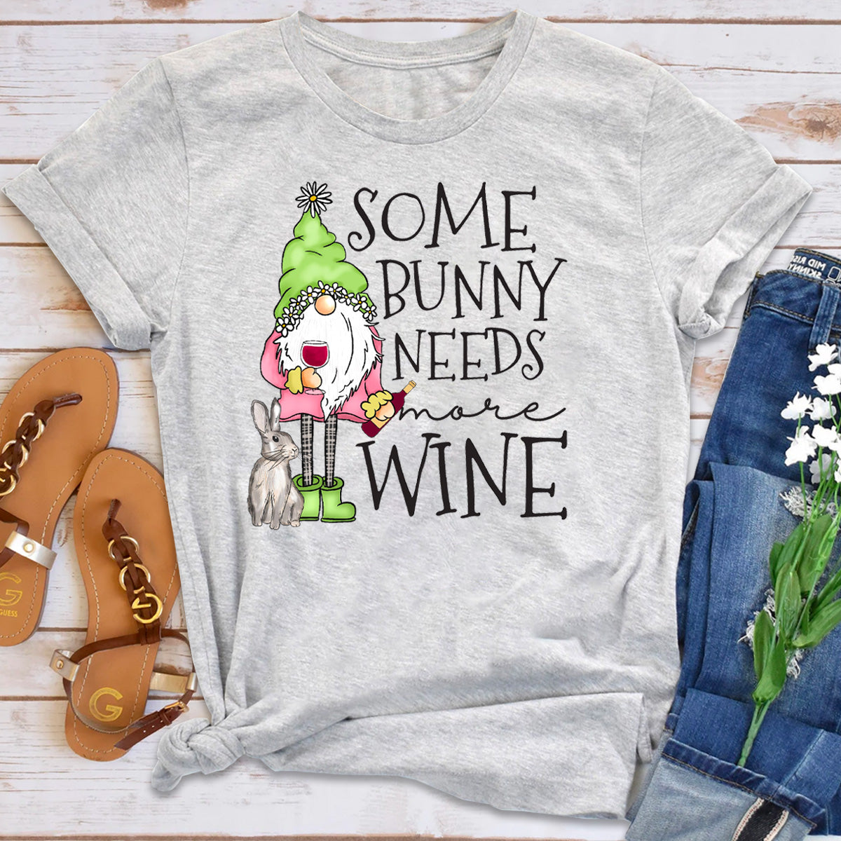 Funny Easter Some Bunny Needs More Wine T-Shirt