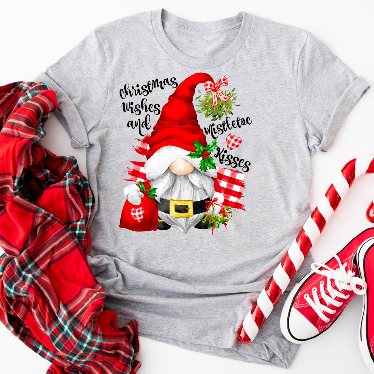 Christmas Wishes And Mistletoe Kisses T-Shirt