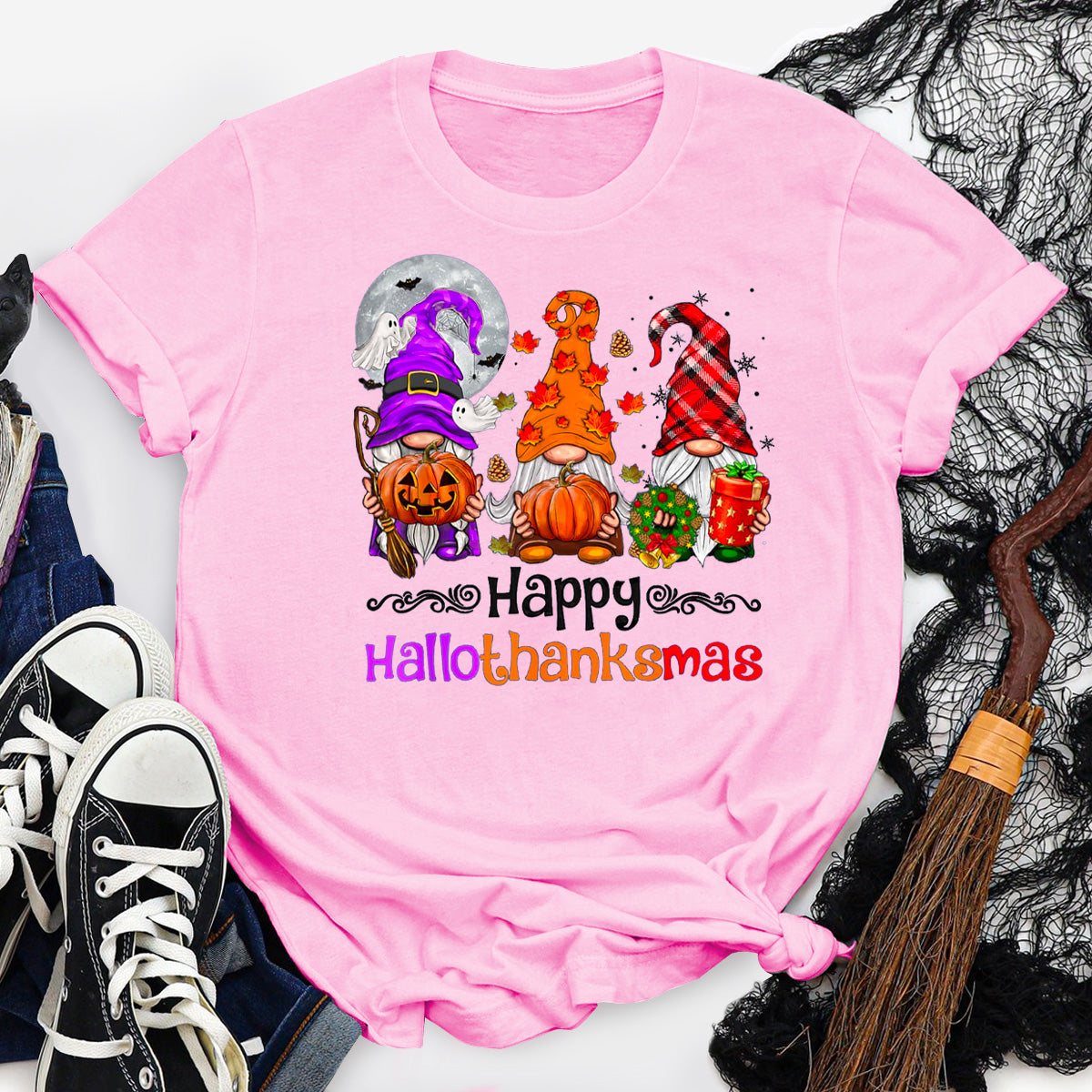 Happy HalloThanksMas Gnomes T-Shirt