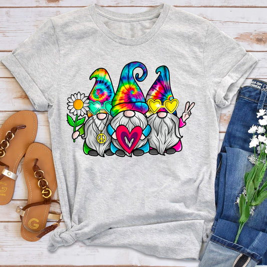 Retro Tie Dye Peace Love Gnomies T-Shirt