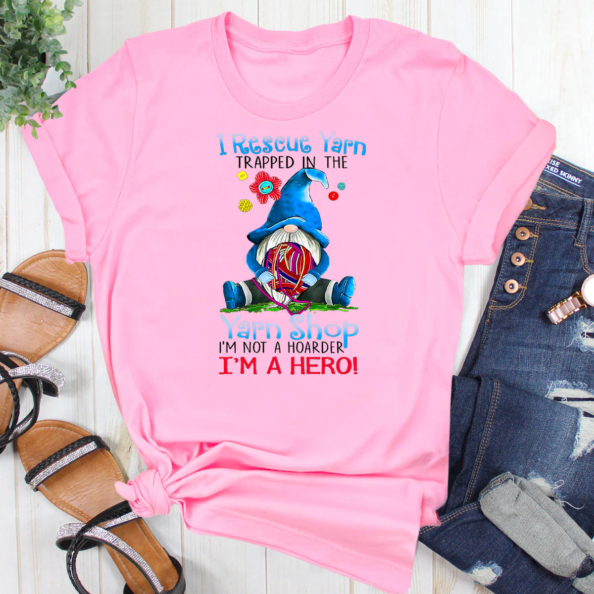 Yarn Knitting Crochet Hoarder Gnome T-Shirt