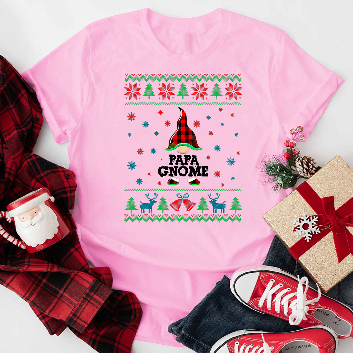 Papa Gnome Ugly Christmas Matching Family Group T-Shirt