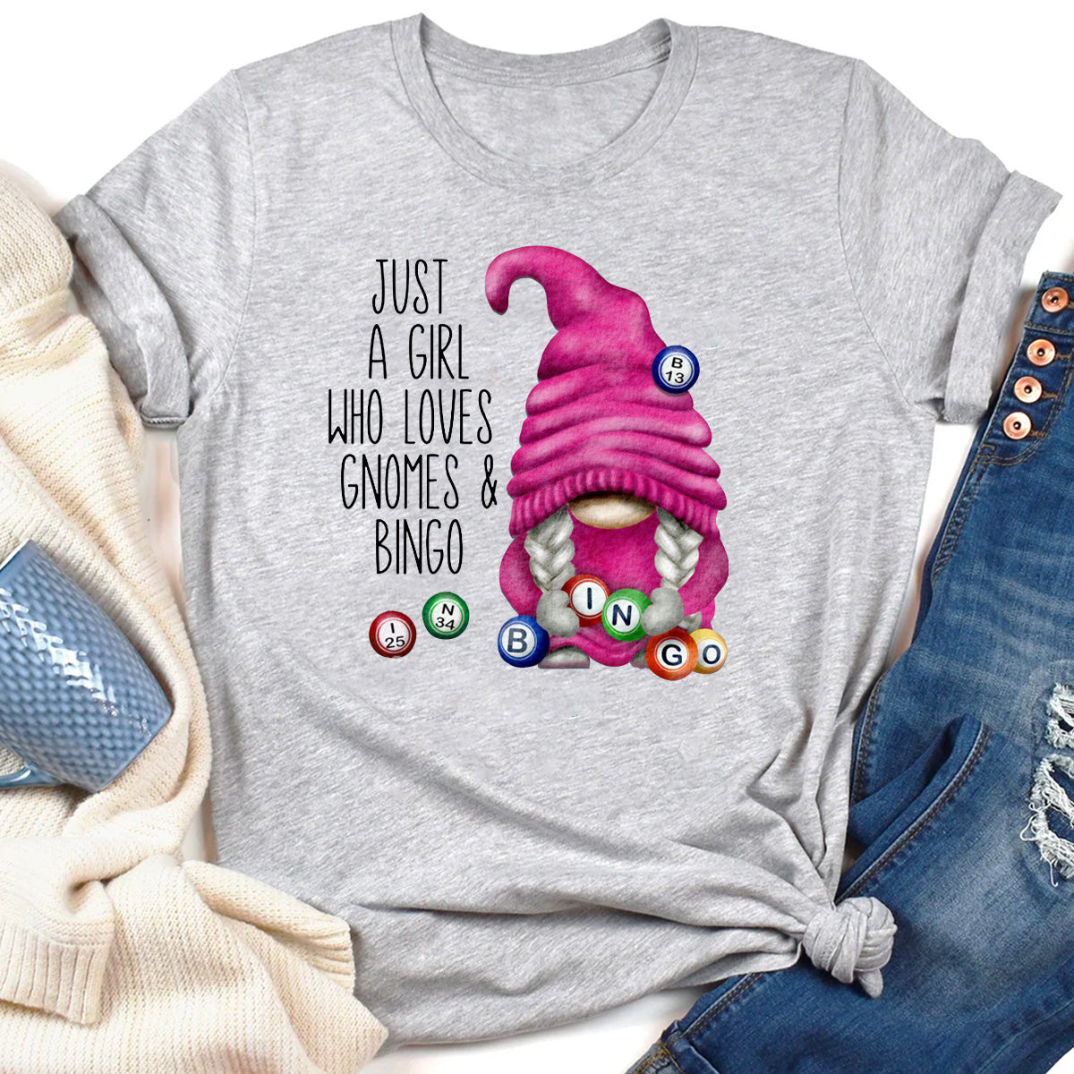 Just a Girl Who Loves Gnomes and Bingo T-Shirt