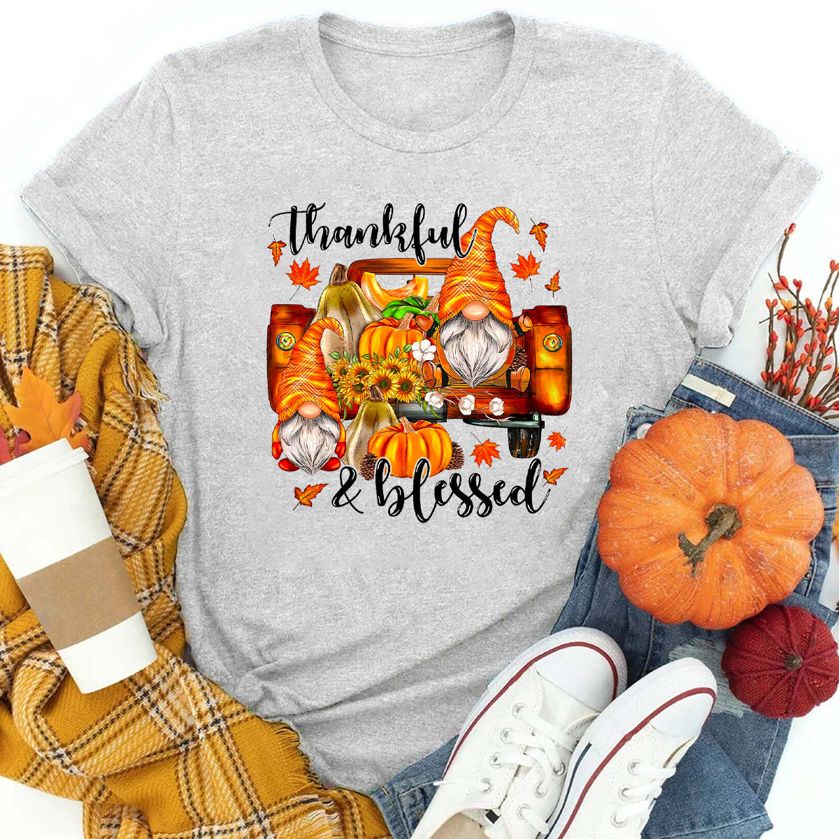 Thankful & Blessed Fall Gnomes T-Shirt