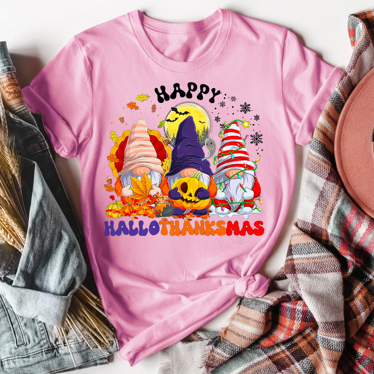 Happy HalloThanksMas Gnomes T-Shirt