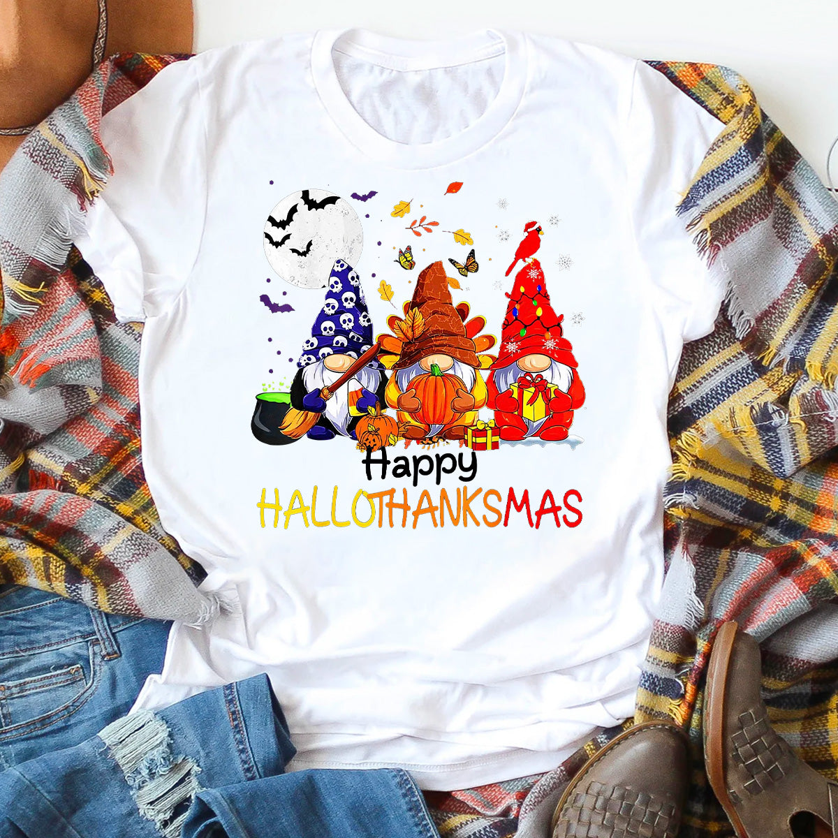 Three Gnomes Hallothanksmas T-Shirt