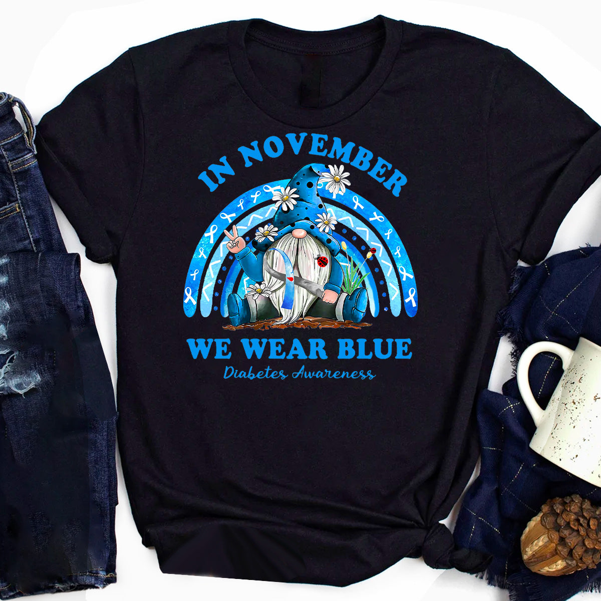 In November We Wear Blue Diabetes Awareness T-Shirt