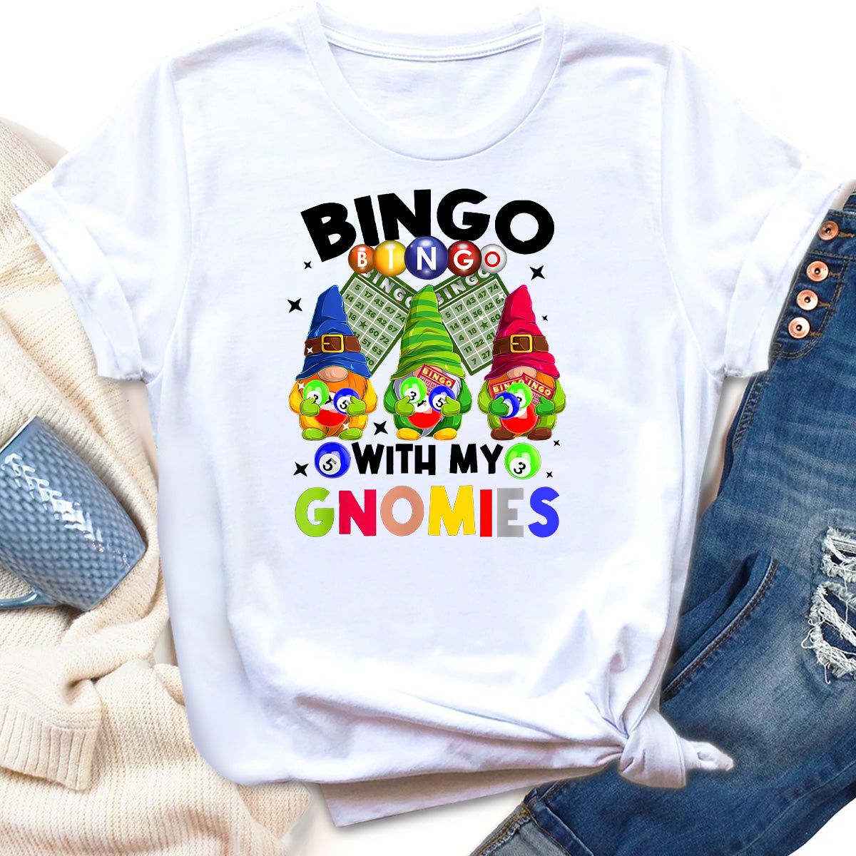 Bingo With My Gnomies Gambling Bingo T-Shirt