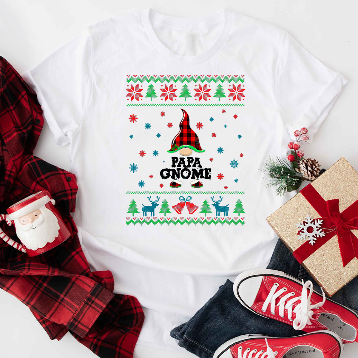 Papa Gnome Ugly Christmas Matching Family Group T-Shirt