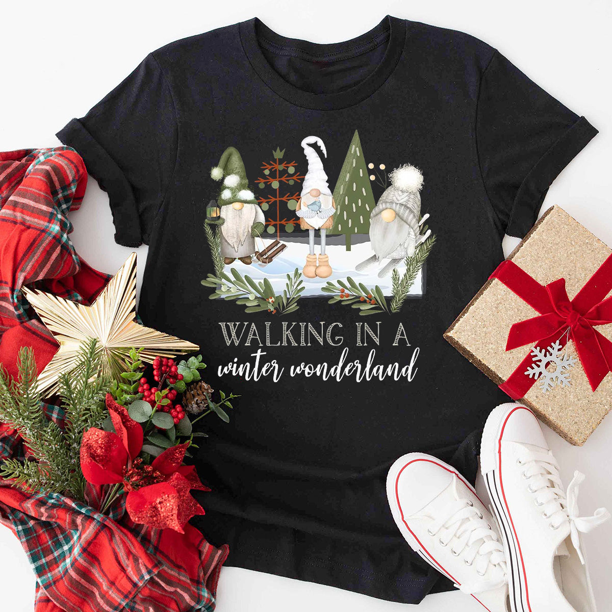 Walking in a Winter Wonderland Forest Gnomes T-Shirt