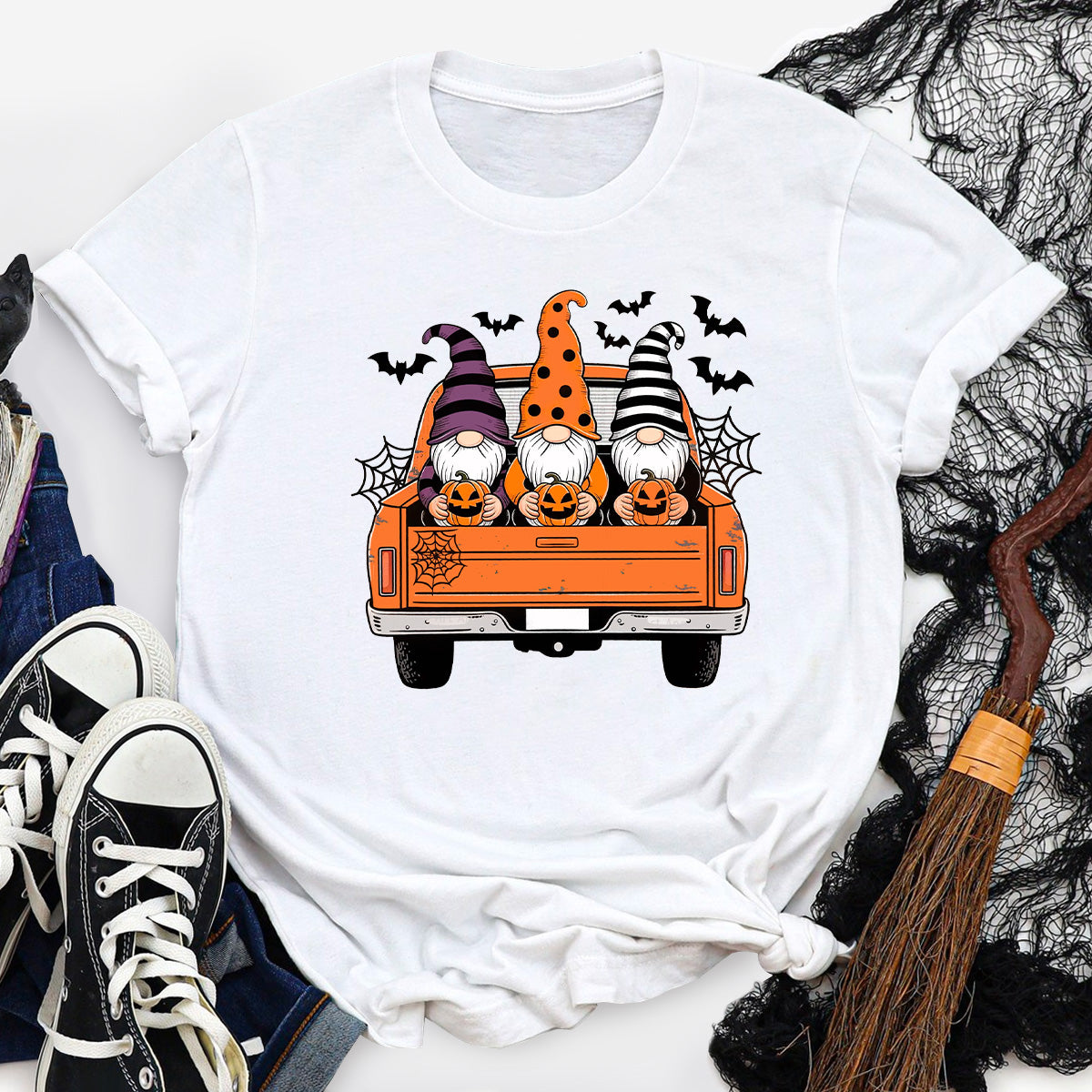 Halloween Vintage Truck Gnome T-Shirt