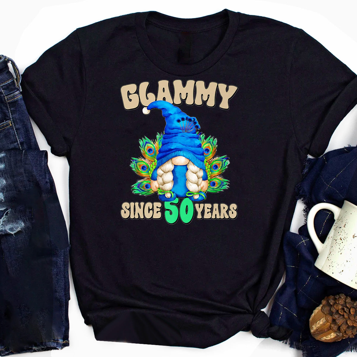 Women Glammy Peacock 50th Birthday T-Shirt