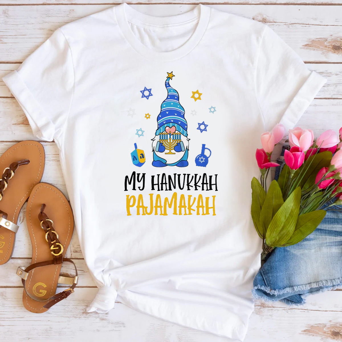 Gnome My Hanukkah Pajamakah Funny Chanukah Family T-Shirt