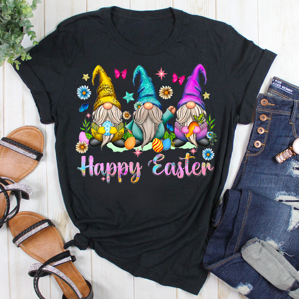 Happy Easter Spring Flower Butterfly T-Shirt