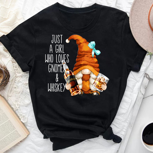 Just a Girl Who Loves Gnomes and Whiskey T-Shirt