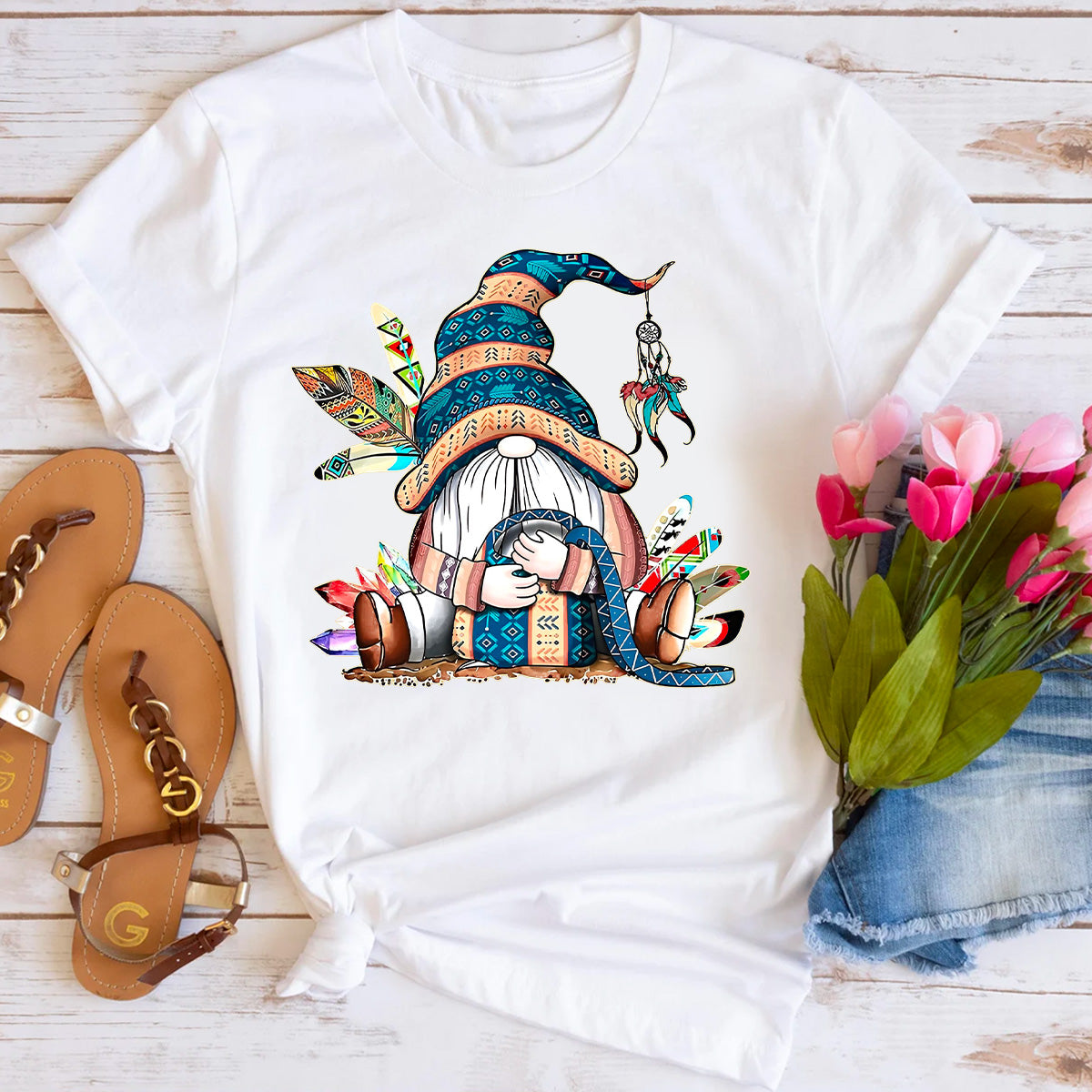 Cute Indian Native American Gnome T-Shirt