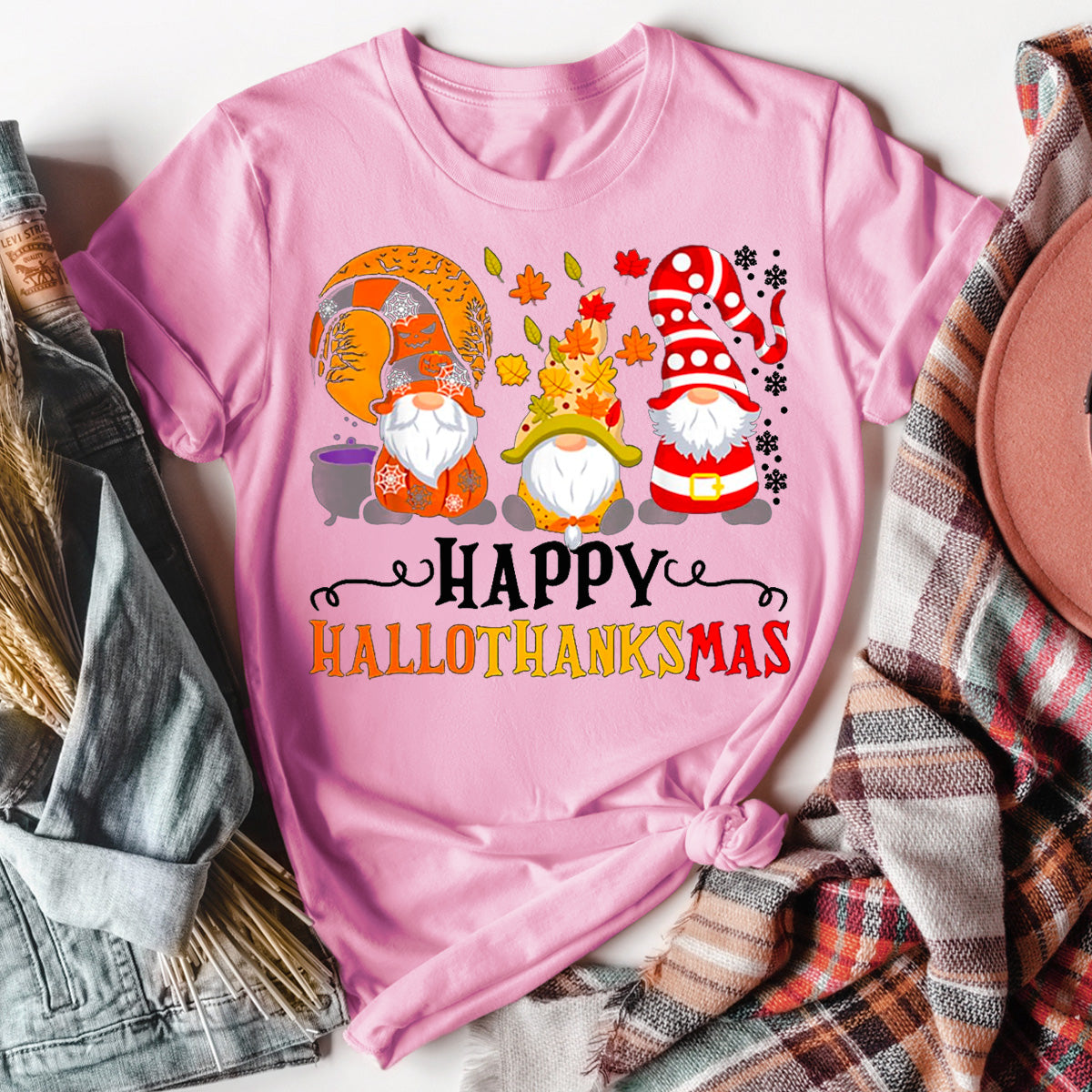 Happy HalloThanksMas Gnomes T-Shirt