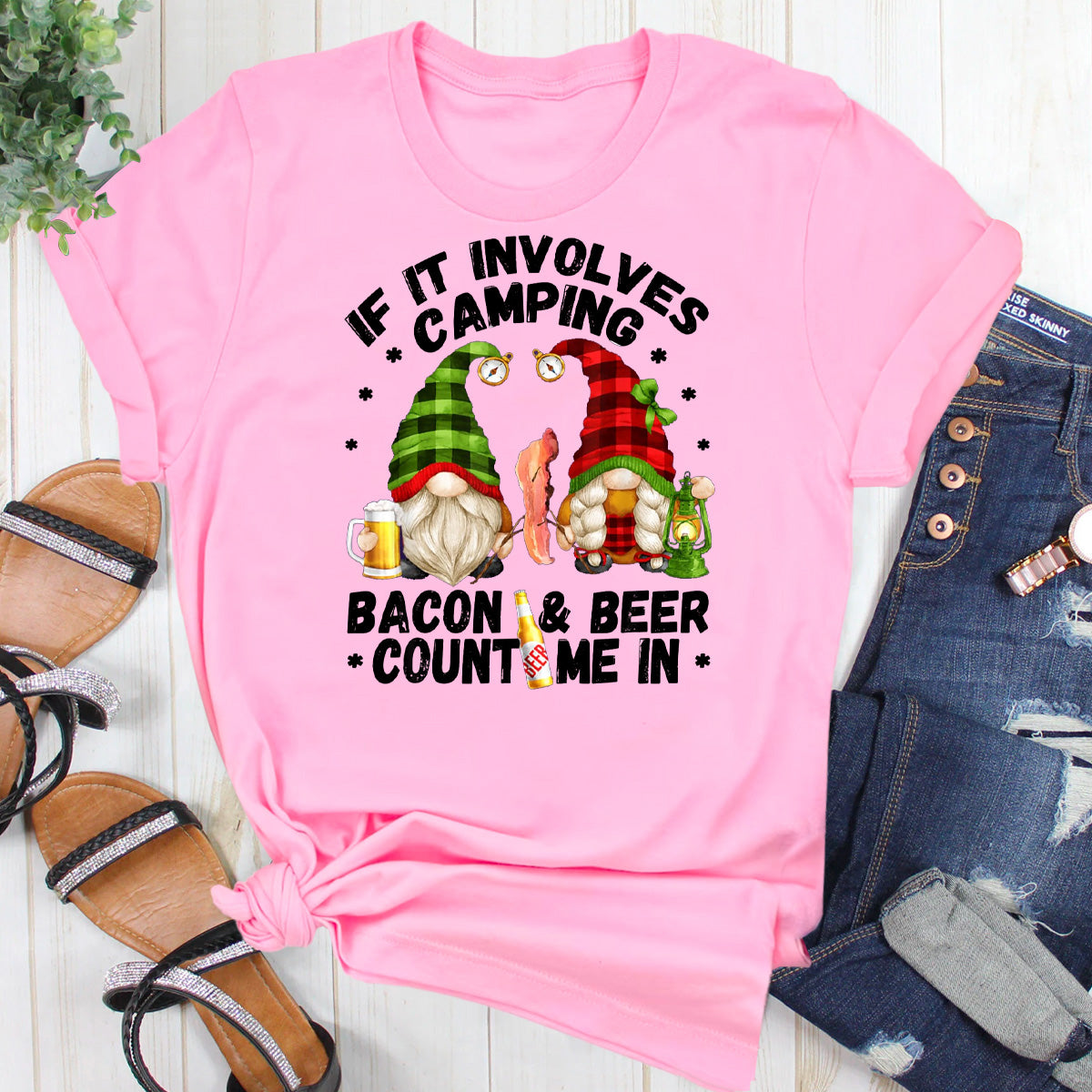 If It Involves Camping Bacon Count Me In T-Shirt