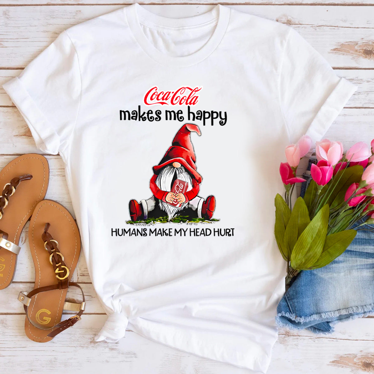 Coca Cola Makes Me Happy Humans Make My Head Hurt T-Shirt