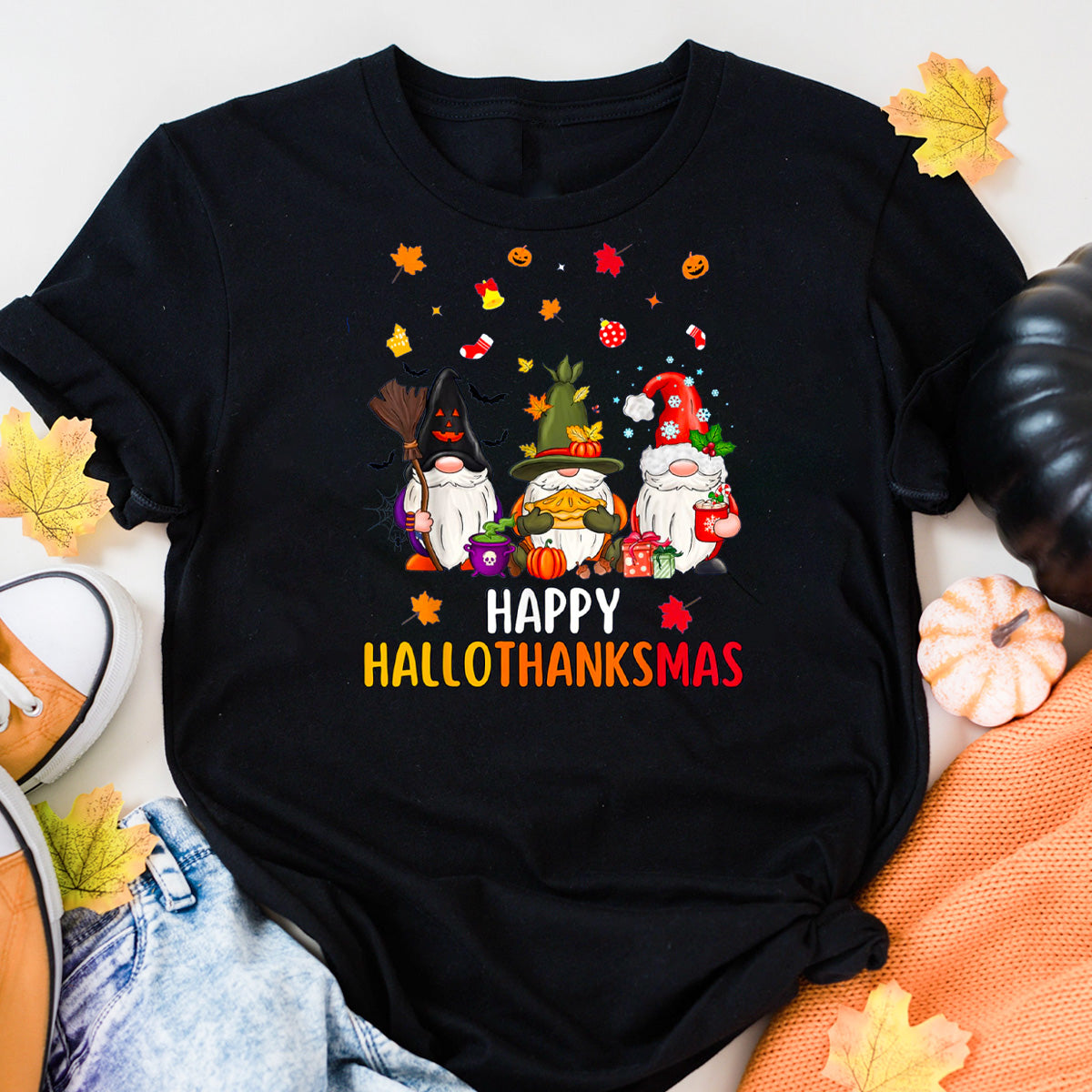 Happy HalloThanksMas Gnomes T-Shirt