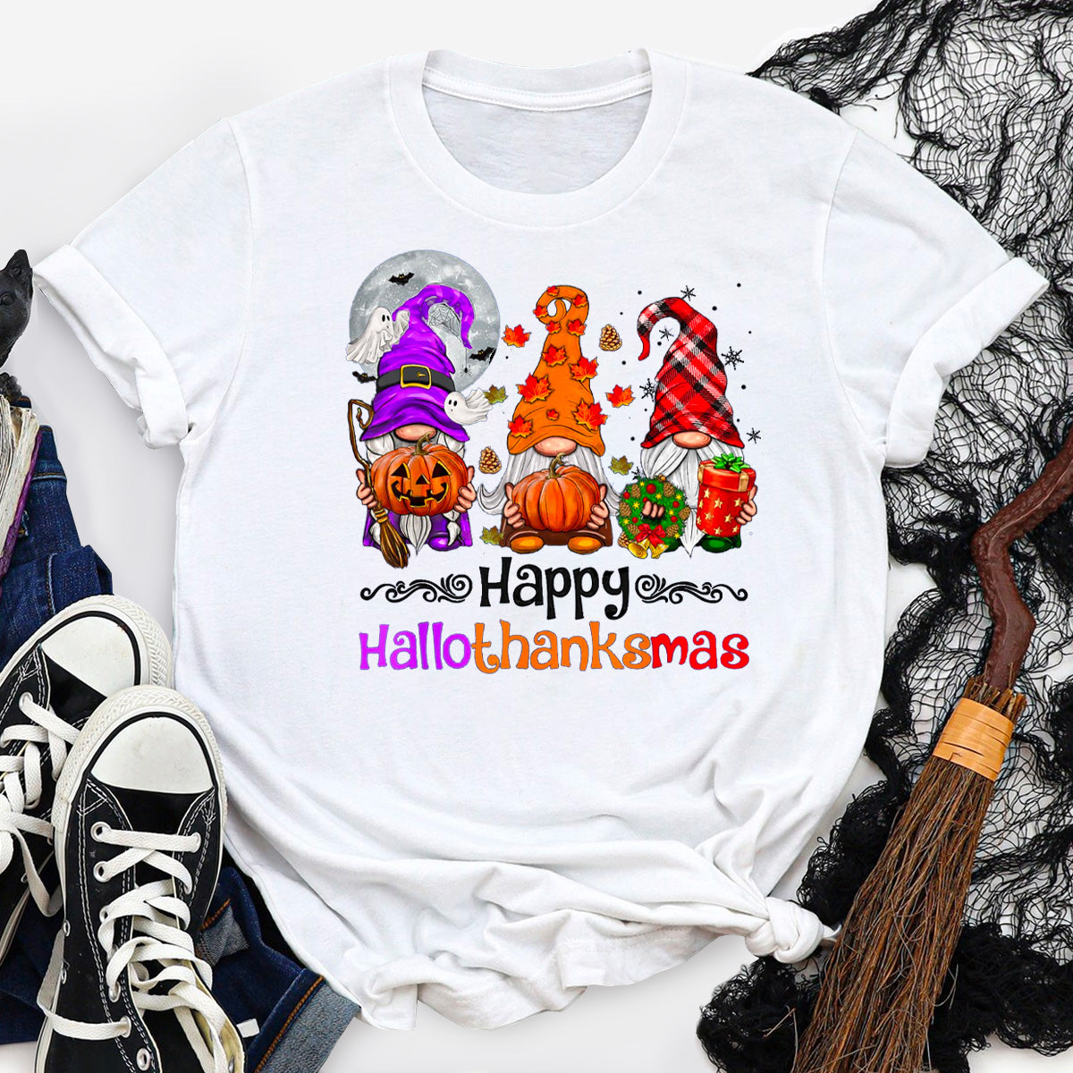 Happy HalloThanksMas Gnomes T-Shirt