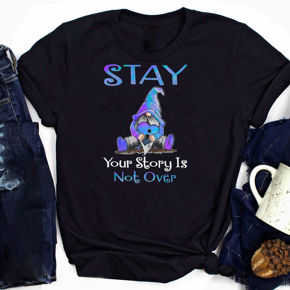 Stay Your Story Is Not Over Suicide Prevention Gnome T-Shirt