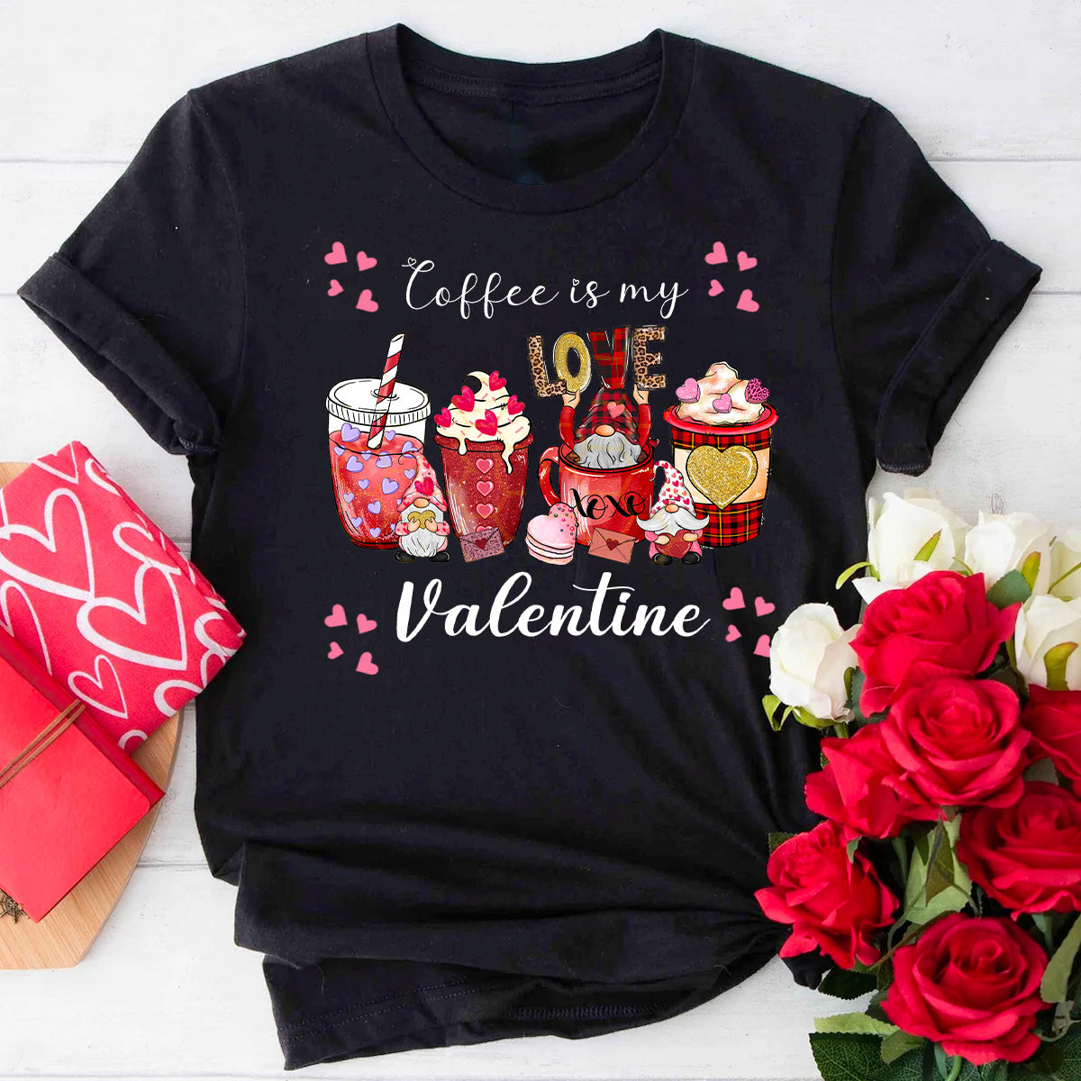 Valentine's Day Gnome Coffee Cup T-Shirt