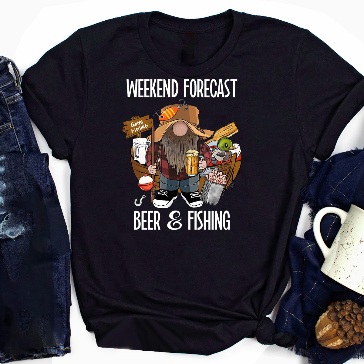 Weekend Forecast Beer and Fishing T-Shirt