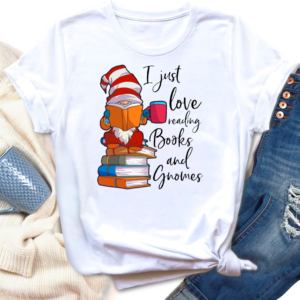 I Just Really Love Reading Books And Gnomes T-Shirt