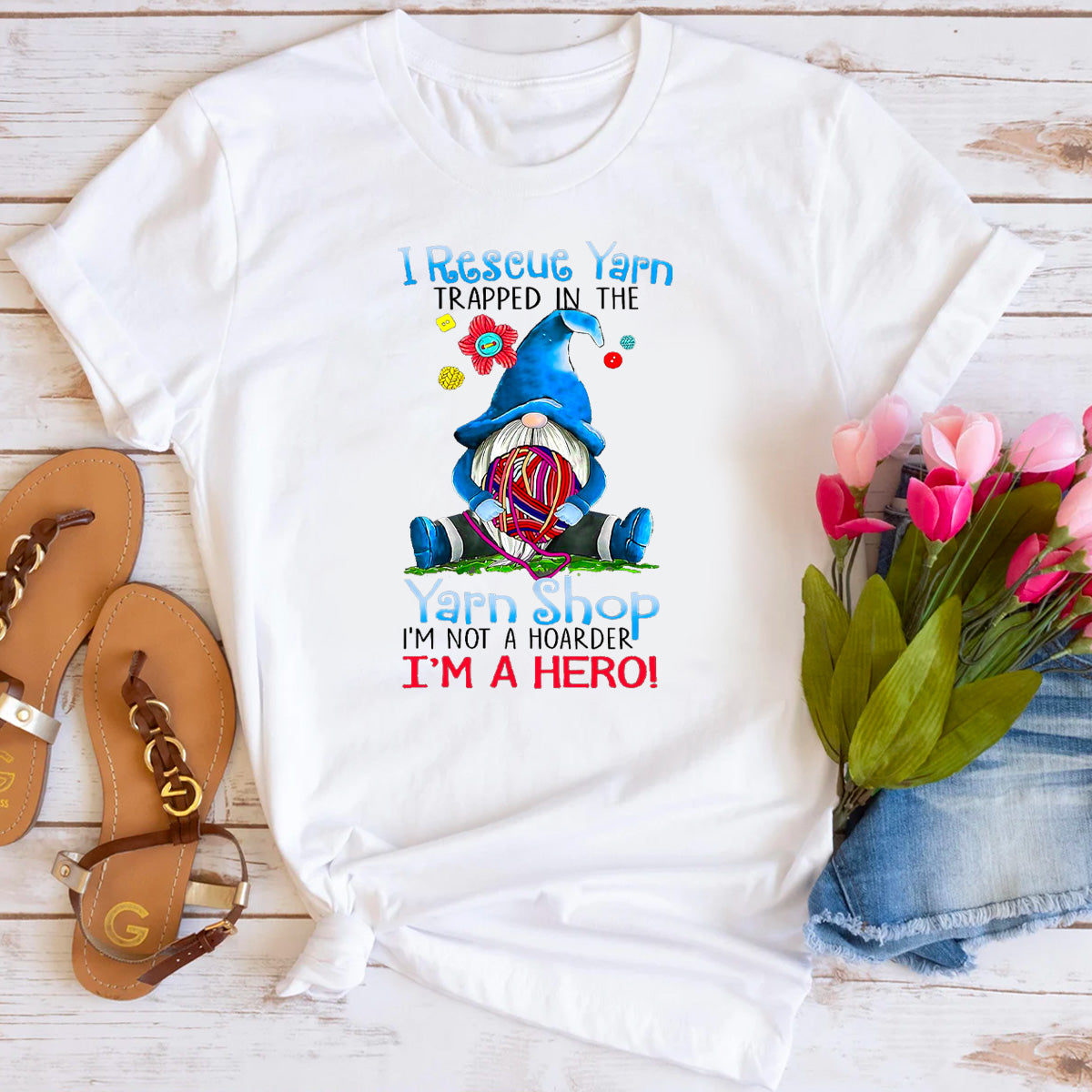 Yarn Knitting Crochet Hoarder Gnome T-Shirt