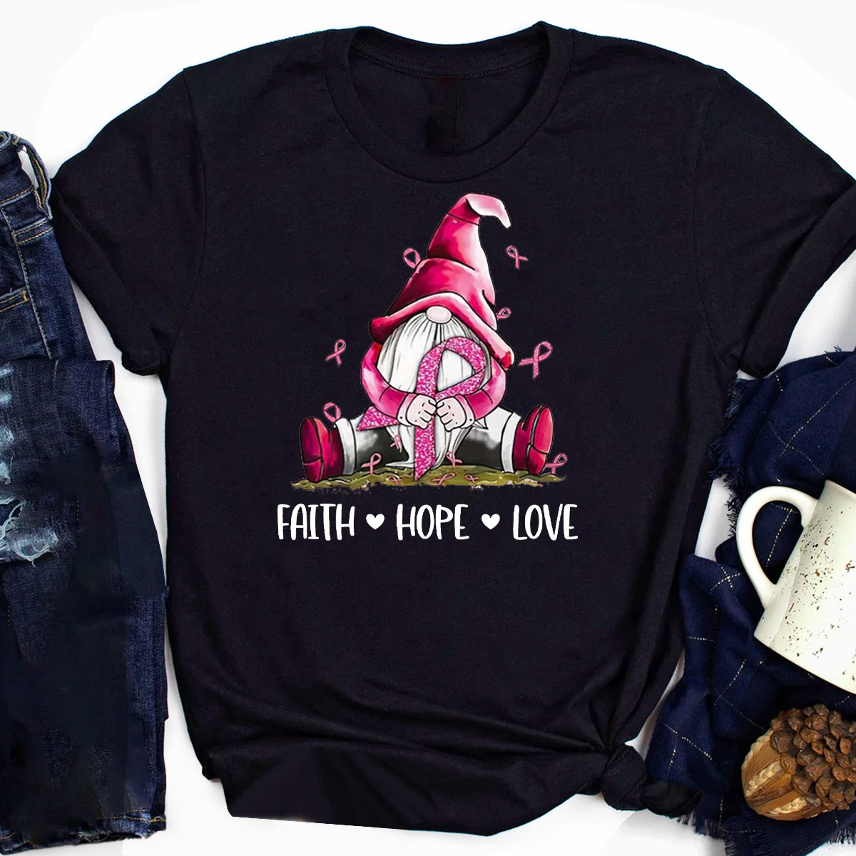 Breast Cancer Awareness Faith Hope Love T-Shirt