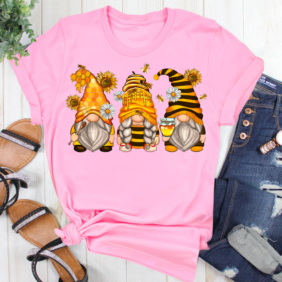 Bumble Bee Sunflower Gnome T-Shirt