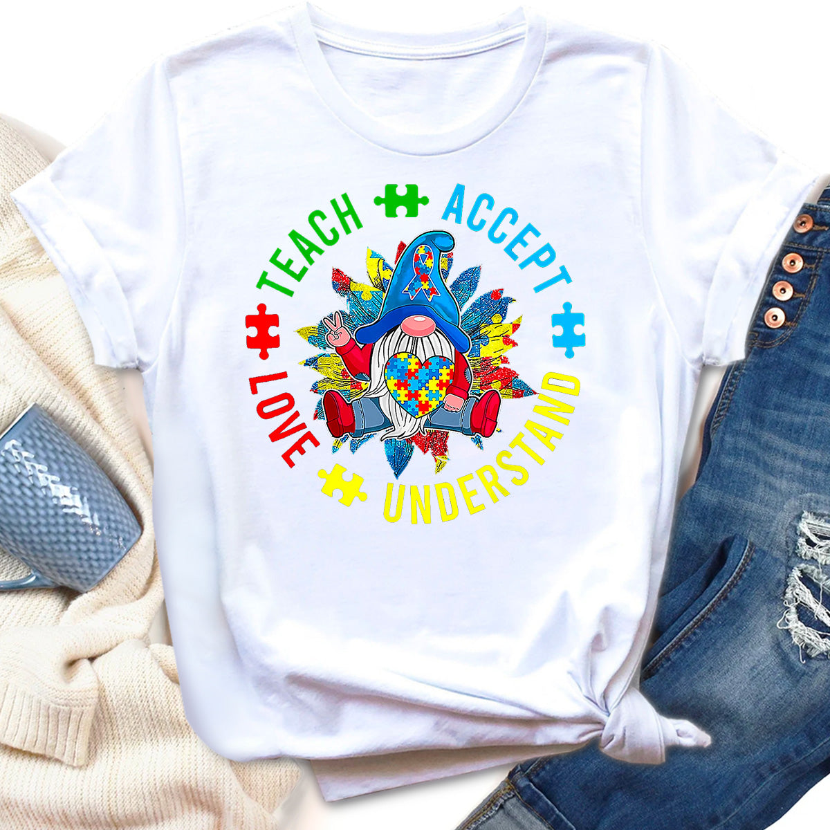 Teach Accept Understand Love Autism Awarenes T-Shirt