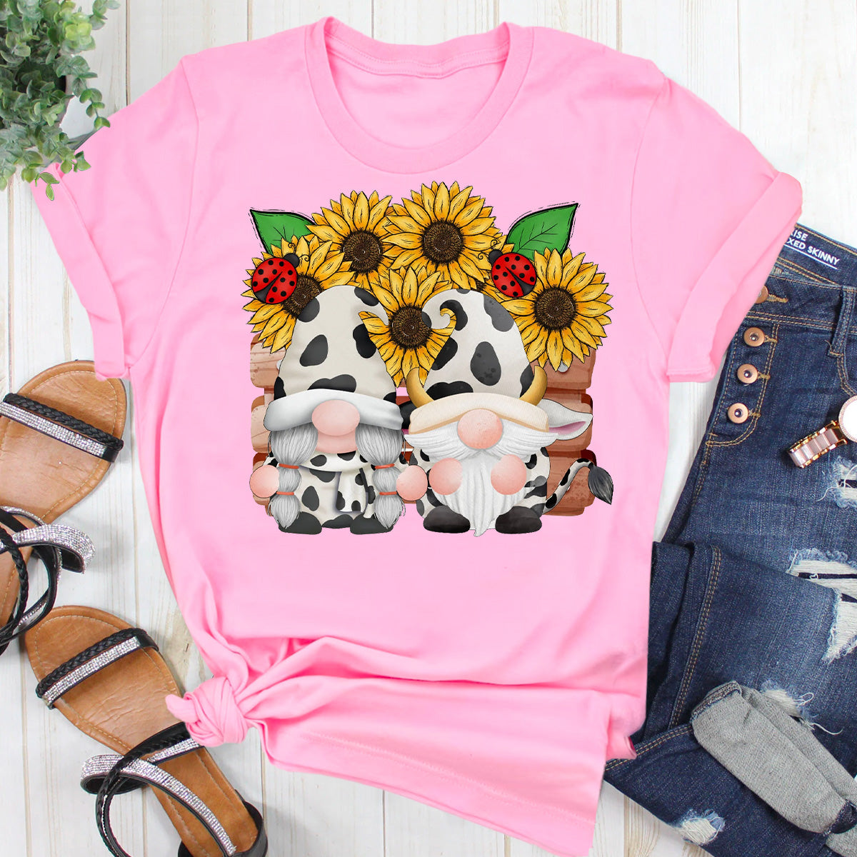 Sunflower Cow Gnome T-Shirt