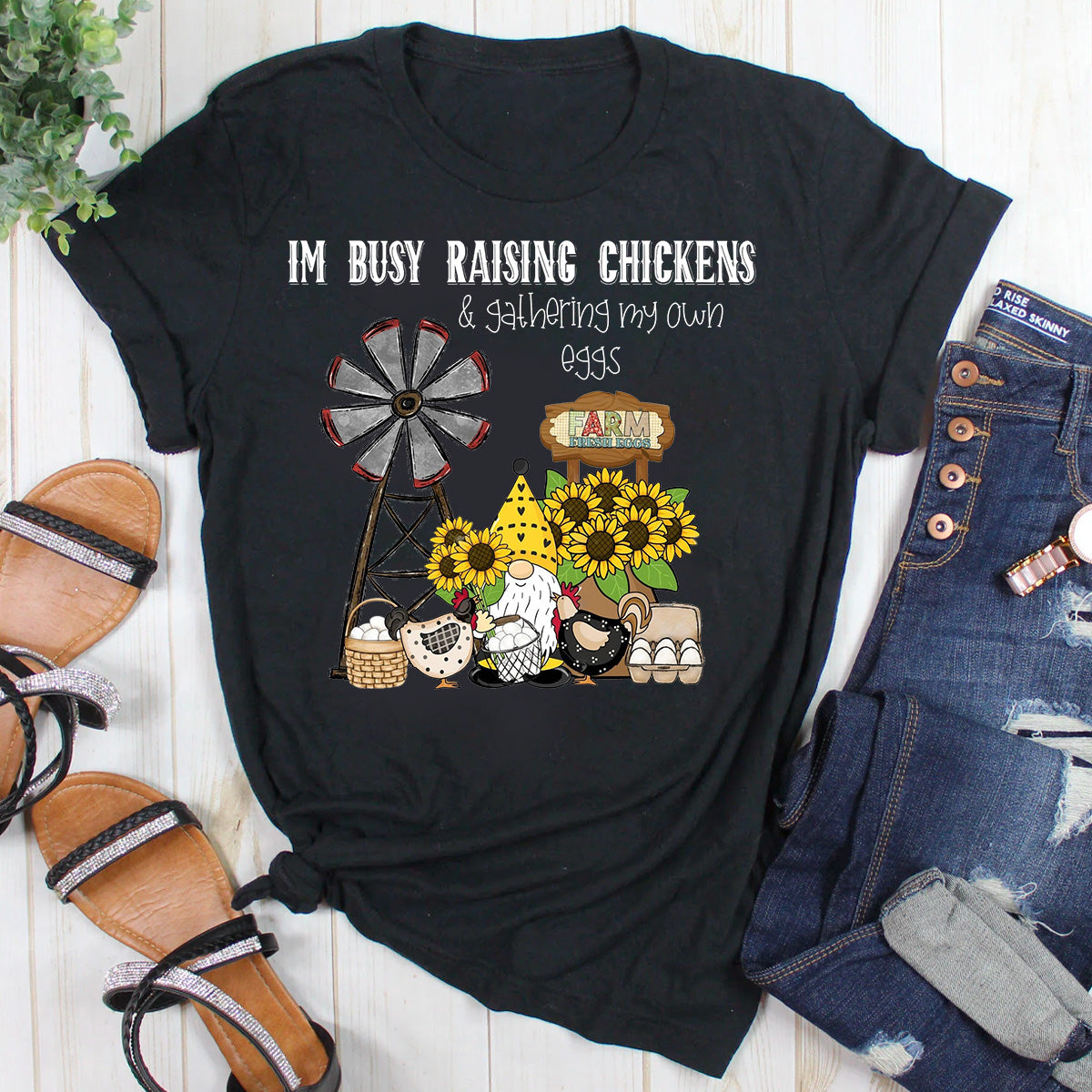 Chicken Lady Farm Gnome T-Shirt