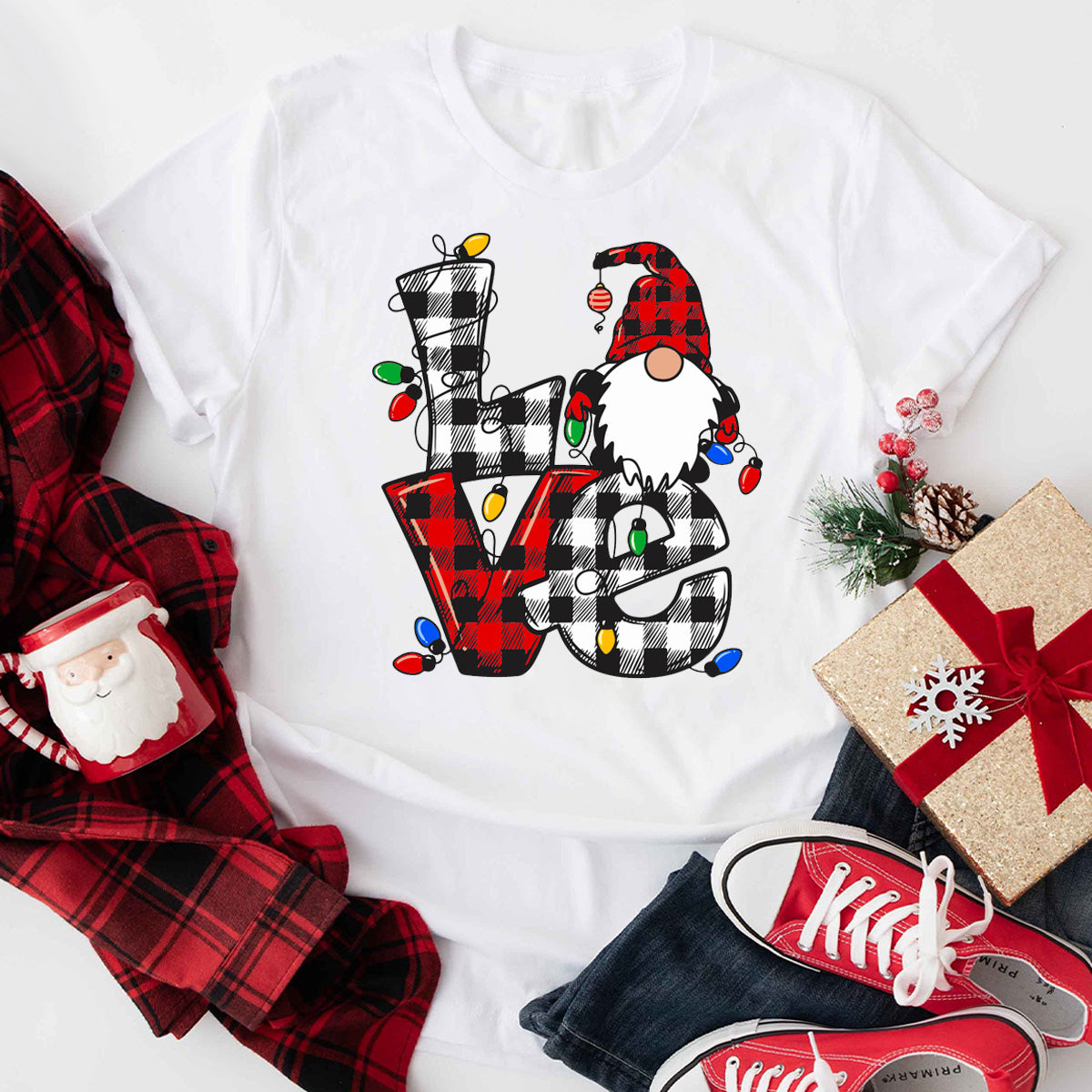 Gnome Christmas Love with Lights T-Shirt