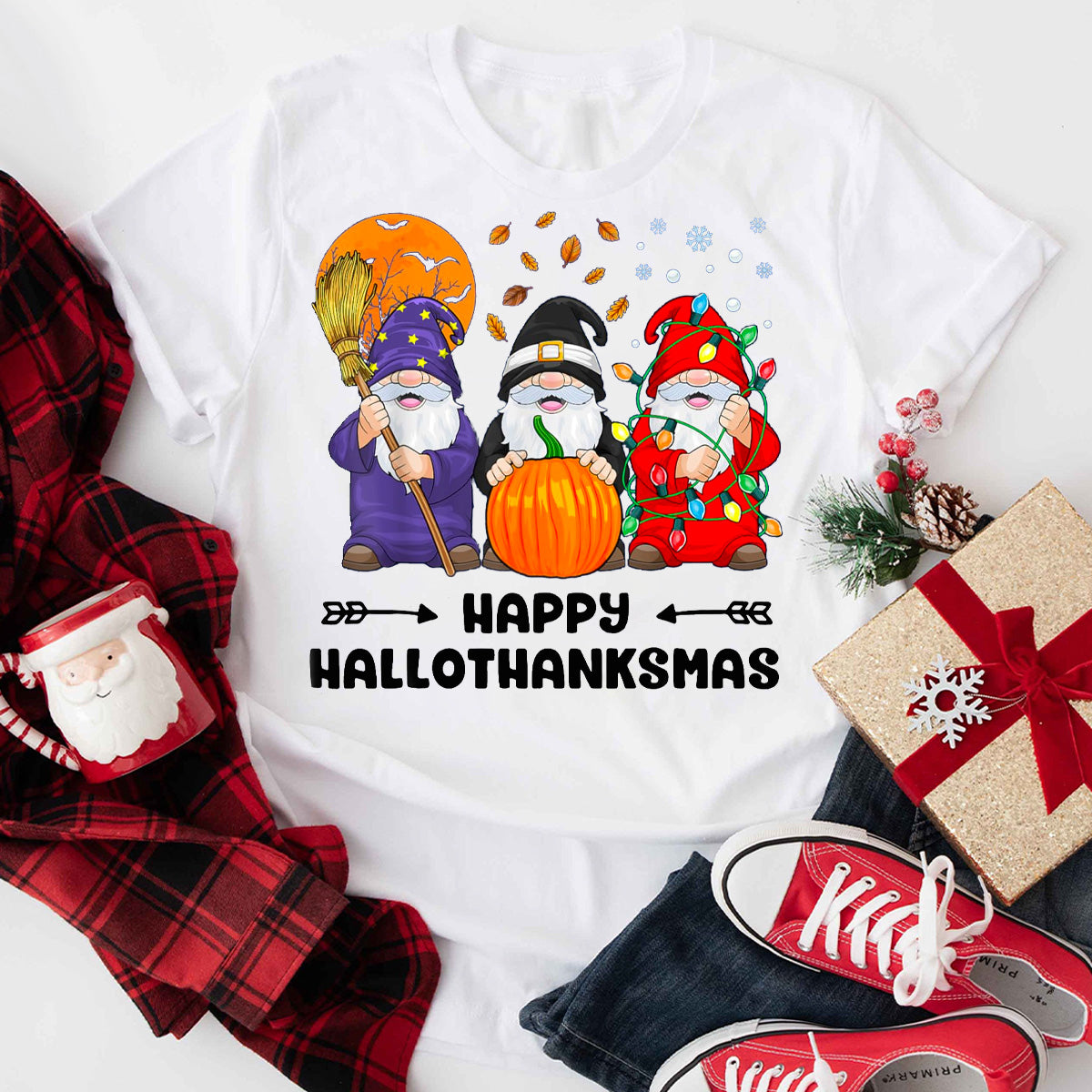 Happy HalloThanksMas Gnomes T-Shirt